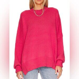 Free People Easy Street Oversized Ribbed Tunic Sweater Top Winter Pink Small